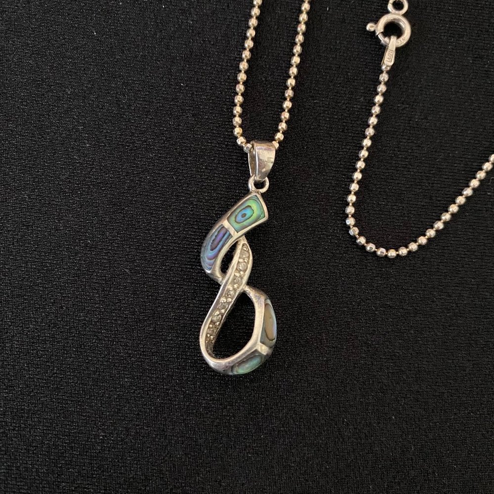 Silver 925 Marked Chain w/ inlay pendant